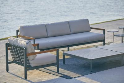  SIMONINI Lounge Style Minimalist Armchair Indoor or Outdoor Hardwood Metal and Rope