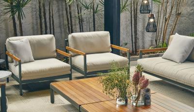  SIMONINI Lounge Style Minimalist Armchair Indoor or Outdoor Hardwood Metal and Rope