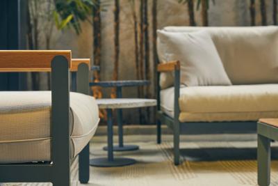  SIMONINI Lounge Style Minimalist Armchair Indoor or Outdoor Hardwood Metal and Rope