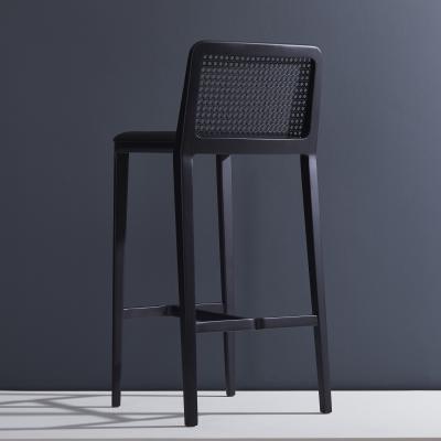  SIMONINI Minimal Style Bar Stool in Solid wood Textiles or Leather Seat Black finish