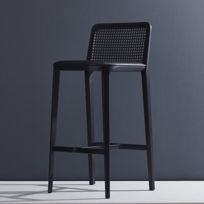  SIMONINI Minimal Style Bar Stool in Solid wood Textiles or Leather Seat Black finish