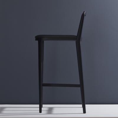  SIMONINI Minimal Style Bar Stool in Solid wood Textiles or Leather Seat Black finish