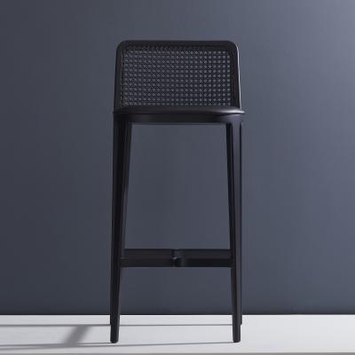  SIMONINI Minimal Style Bar Stool in Solid wood Textiles or Leather Seat Black finish