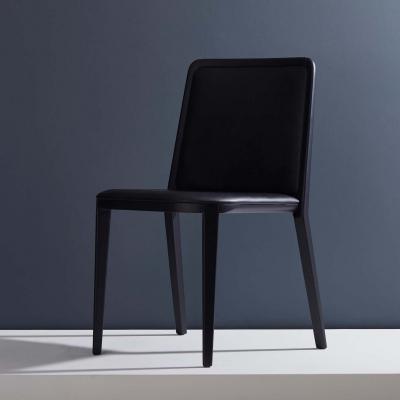  SIMONINI Minimal Style Solid Wood Chair Leather Seating Upholstered Backboard