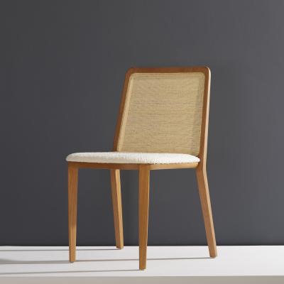  SIMONINI Minimal Style Solid Wood Chair Special Textile Seating Caning Backboard