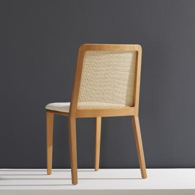  SIMONINI Minimal Style Solid Wood Chair Special Textile Seating Caning Backboard