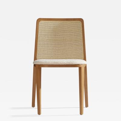  SIMONINI Minimal Style Solid Wood Chair Special Textile Seating Caning Backboard