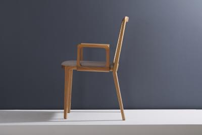  SIMONINI Minimal Style Solid Wood Chair Textile Seating Caning Backboard with Arms