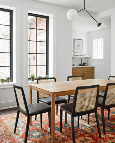  SIMONINI Minimal Style Solid Wood Chair Textile Seating Caning Backboard with Arms