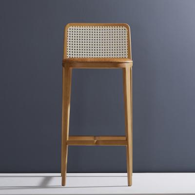  SIMONINI Minimal Style Solid Wood Stool Bar or Counter Hight Caning and Leather