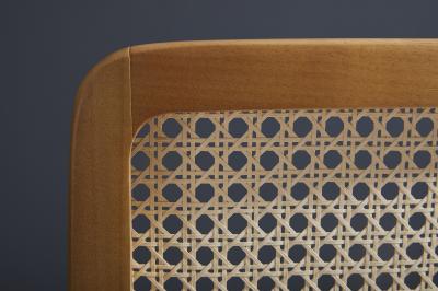  SIMONINI Minimal Style Solid Wood Stool Bar or Counter Hight Caning and Leather