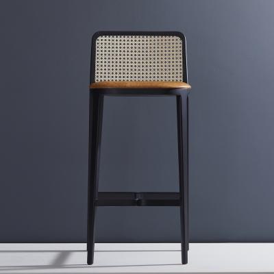 SIMONINI Minimal Style Solid Wood Stool Textiles or Leather Seatings Caning Backboard