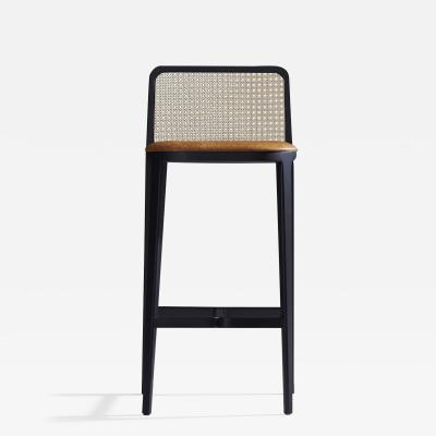  SIMONINI Minimal Style Solid Wood Stool Textiles or Leather Seatings Caning Backboard