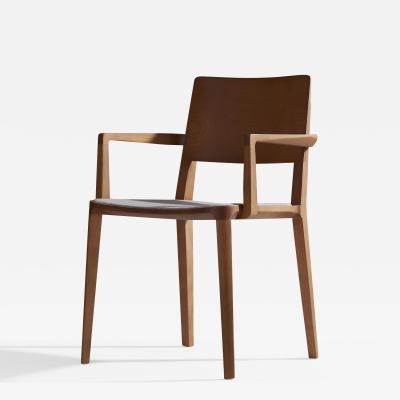  SIMONINI Minimalist Modern Chair in Natural Solid Wood Upholstered Seating with Arms