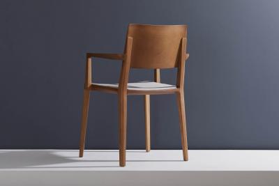  SIMONINI Minimalist Modern Chair in Natural Solid Wood Upholstered Seating with Arms