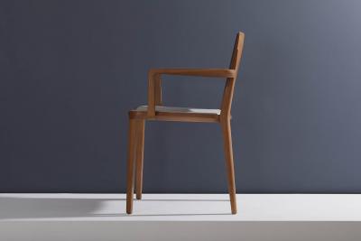  SIMONINI Minimalist Modern Chair in Natural Solid Wood Upholstered Seating with Arms