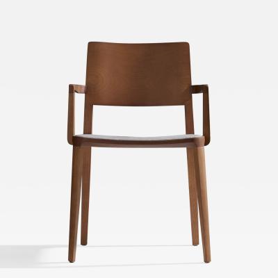  SIMONINI Minimalist Modern Chair in Natural Solid Wood Upholstered Seating with Arms