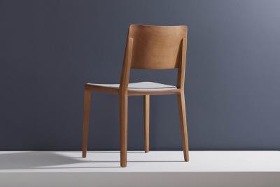  SIMONINI Minimalist Modern Chair in Natural Solid Wood Upholstered Textile Seating