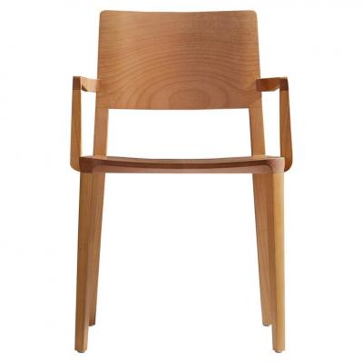 SIMONINI Minimalist Modern Chair in Natural Solid Wood with Arms