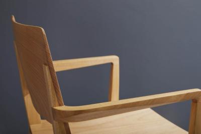  SIMONINI Minimalist Modern Chair in Natural Solid Wood with Arms