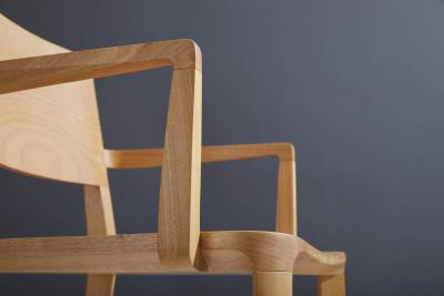  SIMONINI Minimalist Modern Chair in Natural Solid Wood with Arms