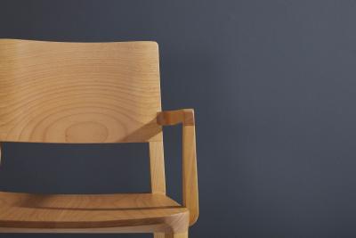  SIMONINI Minimalist Modern Chair in Natural Solid Wood with Arms