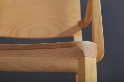  SIMONINI Minimalist Modern Chair in Natural Solid Wood with Arms