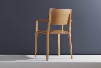  SIMONINI Minimalist Modern Chair in Natural Solid Wood with Arms