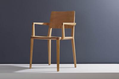  SIMONINI Minimalist Modern Chair in Natural Solid Wood with Arms