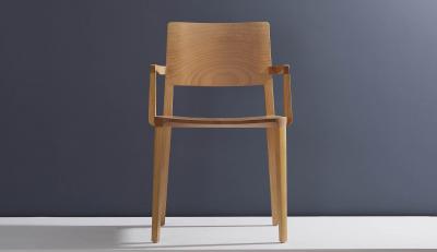  SIMONINI Minimalist Modern Chair in Natural Solid Wood with Arms