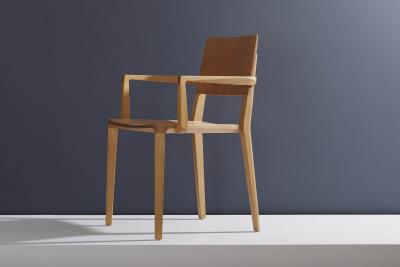  SIMONINI Minimalist Modern Chair in Natural Solid Wood with Arms