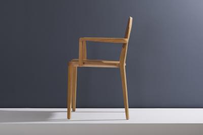  SIMONINI Minimalist Modern Chair in Natural Solid Wood with Arms