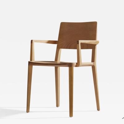  SIMONINI Minimalist Modern Chair in Natural Solid Wood with Arms