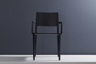  SIMONINI Minimalist Modern Chair in Solid Wood Black Finish with Arms
