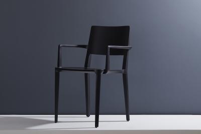  SIMONINI Minimalist Modern Chair in Solid Wood Black Finish with Arms
