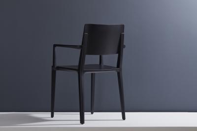  SIMONINI Minimalist Modern Chair in Solid Wood Black Finish with Arms