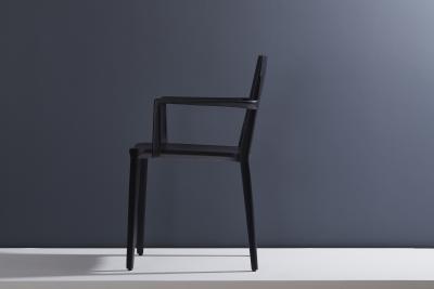  SIMONINI Minimalist Modern Chair in Solid Wood Black Finish with Arms