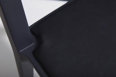 SIMONINI Minimalist Modern Chair in Solid Wood Black Finish with Arms