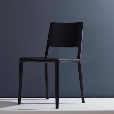  SIMONINI Minimalist Modern Chair in Solid Wood Solid Black Finish Leather Seating