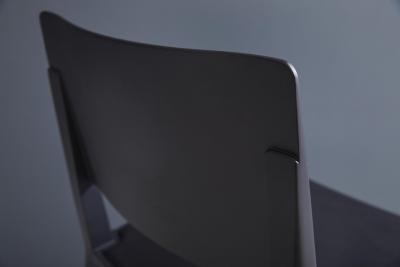  SIMONINI Minimalist Modern Chair in Solid Wood Solid Black Finish Leather Seating