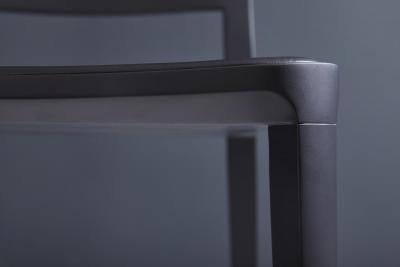  SIMONINI Minimalist Modern Chair in Solid Wood Solid Black Finish Leather Seating