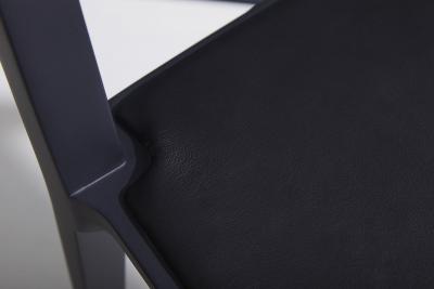  SIMONINI Minimalist Modern Chair in Solid Wood Solid Black Finish Leather Seating