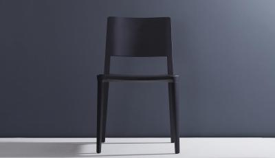  SIMONINI Minimalist Modern Chair in Solid Wood Solid Black Finish Leather Seating