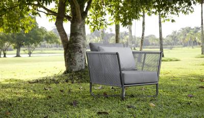  SIMONINI Minimalist Modern Outdoor Armchair Metal with Nautical Rope Pattern