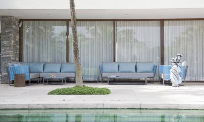  SIMONINI Minimalist Modern Outdoor Armchair Metal with Nautical Rope Pattern