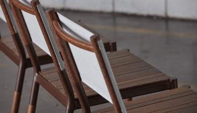  SIMONINI Minimalist Outdoor Chair in Hardwood Metal and Fabric