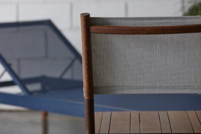  SIMONINI Minimalist Outdoor Chair in Hardwood Metal and Fabric
