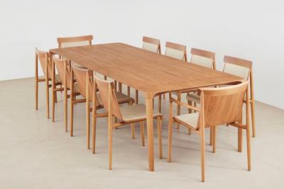  SIMONINI Minimalist Style Dining Table in Natural Solid Wood Reinforced with Steel