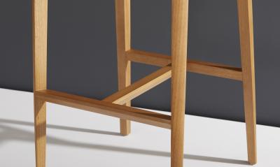  SIMONINI Minimalist Style Stool in Natural Solid Wood Leather Seating