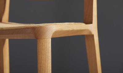  SIMONINI Minimalist Style Stool in Natural Solid Wood Leather Seating